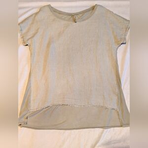 XCVI Elavted Closet Staple Linen And Cotton T Shirt Size XS OVERSIZED
